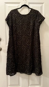 Lane Bryant Lace Dress 18/20 Pockets Navy Blue With Olive Green Lining Midi - Picture 1 of 8