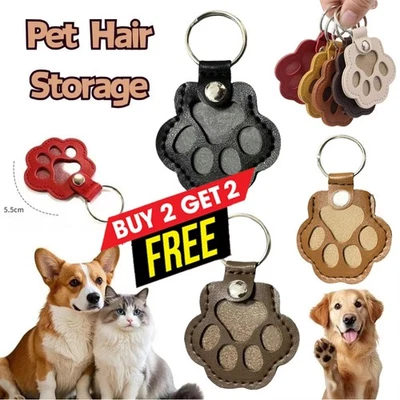 Dog Fur Storage Keychain, Cute PU Leather Paw Keychain Pet Hair Keepsake Keyring - Image 1 of 4