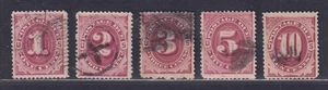 United States Scott J22-J26 Used 1891 Postage Due Issue 5 Different SCV $66 - Picture 1 of 2