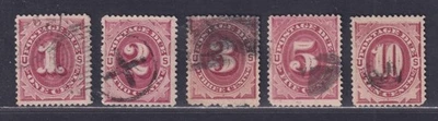 United States Scott J22-J26 Used 1891 Postage Due Issue 5 Different SCV $66 - Image 1 of 2
