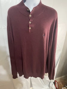 Nautica Sweater Men's 3XL Red Pullover Long Sleeve Button 100% Cotton - Picture 1 of 3