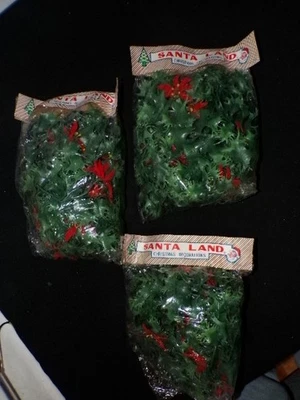 3 Christmas Garland Vintage Plastic Holly 9 feet each Santa Land Decoration - Image 1 of 3