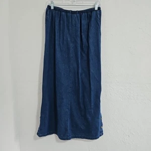 Vintage Willow Bend Denim Jeans Maxirock Gr. M bescheidene Knöpfe Schlitz Prärie Western - Bild 1 von 11