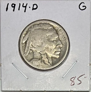 1914-D Buffalo Nickel, Good Condition, Scarce Key Date! - Picture 1 of 2