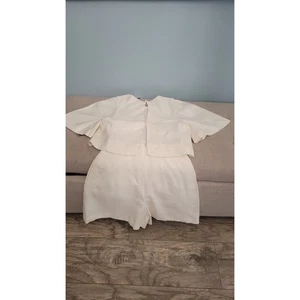 Club Monaco kurzer Jumpsuit weiß Leinen Größe 0 Neu mit Etikett - Bild 1 von 9