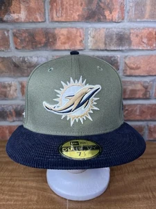 New Era Miami Dolphins Perfect Season Logo 59Fifty 7 1/2 Hat Corduroy Bill - Picture 1 of 7