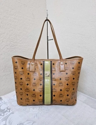MCM Cognac Green Monogram Shoulder Tote Bag - Image 1 of 4