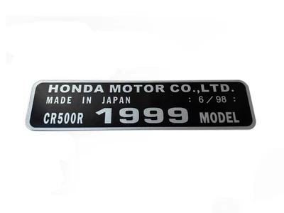 Placa de identificación compatible Honda CR500R 1999, etiqueta de tubo de cabeza de marco. Todos los años almacenados Foto 1 de 3