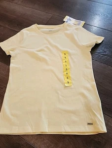 NWT DKNY Organic Cotton SHORT SLEEVE Tee S YELLOW - Picture 1 of 6