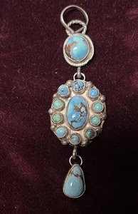 Türkis Kasachstan Halskette Anhänger * Lavaliere Sterling * - Bild 1 von 7