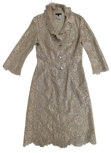 Renato Nucci Kleid Spitze Metallic Gold Beige Mantel Shirtkleid Gr. 38 Fr / 6 US - Bild 1 von 13