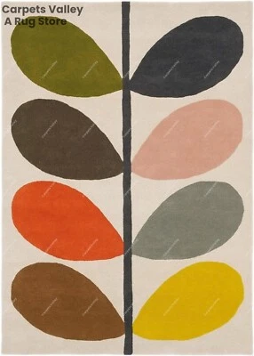 Alfombra de lana hecha a mano multicolor hoja acolchada a mano alfombra para el hogar, sala de estar Foto 1 de 4