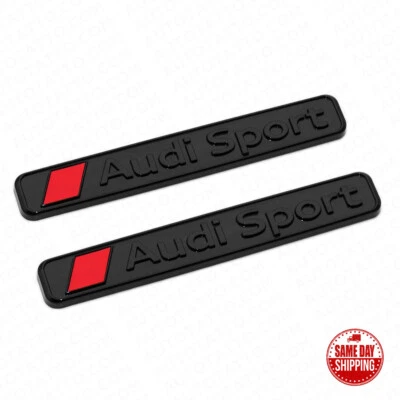 2pcs Audi Sport Trunk Lid Fender Nameplate Badge Emblem Decorate Gift - Black - Image 1 of 4