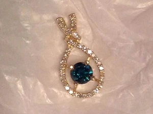 blue diamond pendant 5mm in 10mm x 20mm diamond setting - Picture 1 of 4