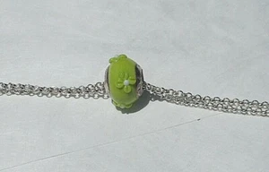 Genuine Lovelinks Charm, Murano Glass, Lime Green Flowers, Sterling Silver, New - Picture 1 of 2