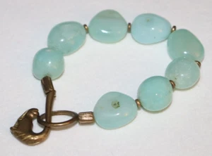 We Dream in Colour  Aqua Agate stone Bracelet Neiman Marcus  Horse head hook - Picture 1 of 6