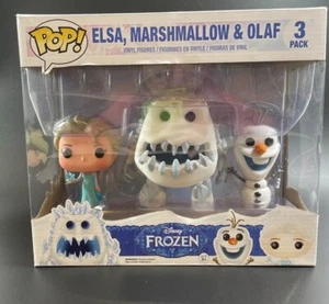B113 Funko Pop! Disney Frozen Elsa Marshmallow & Olaf 3 Pack Vinyl Figures - Picture 1 of 4