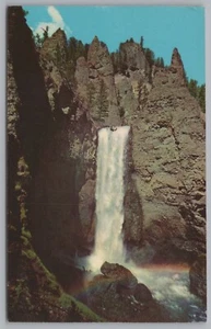 Tarjeta postal vintage Tower Fall In Tower Creek, Parque Nacional de Yellowstone. - Imagen 1 de 2