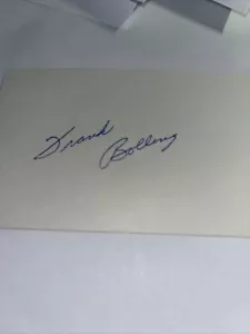 Scheda indice 3x5 firmata Frank Bolling 1961 Atlanta Braves - Foto 1 di 1