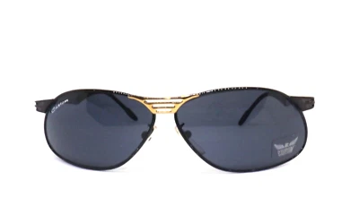 Gafas de sol vintage para hombre hechas a medida en Italia años 90 metal nuevas negras doradas Foto 1 de 4