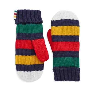 CANADA Hudson’s Bay HBC Stripes Signature Multistripe Knit Mittens L/XL NEW NWT - Picture 1 of 2