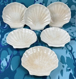 Set of Six 8" Scallop Shell Melamine Shallow Bowls Certified International EUC - Picture 1 of 4