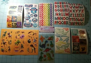 Scrapbooking Set Of 8 Dinosaur & Letter Sticker Sheets, Brand New, Free Shipping - Picture 1 of 12