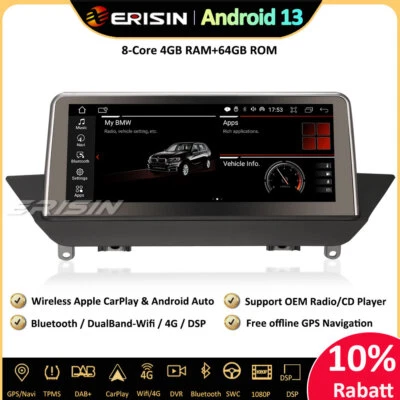 ERISIN 10.25" 8-Core Android 13 Autoradio GPS DAB+CarPlay 64Go Wifi BMW BMW X1 E84 CIC