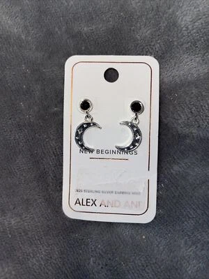 Alex And Ani New Beginnings Moon Earrings Post Dangle Sterling Ear Wires New EC  Foto 1 de 3