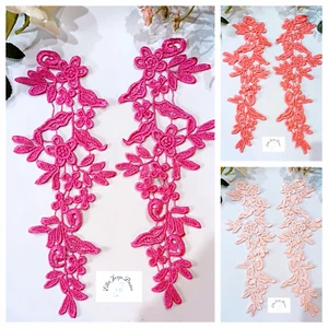 Hermoso aplique de encaje para disfraz/pelo, rosa intenso, coral, rosa bebé suave - Imagen 1 de 7