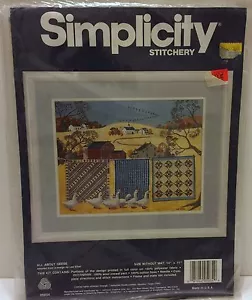 VTG NIP Simplicity Stitchery All About Geese 14" x 11" Clothesline Crewel Town - Picture 1 of 3