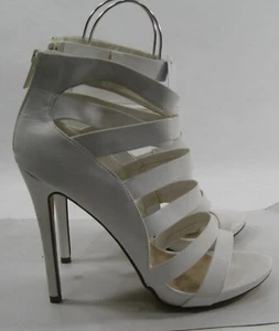White 5"Stiletto high Heel OPEN TOE front strap Shoes WOMEN Size 7 - Picture 1 of 4