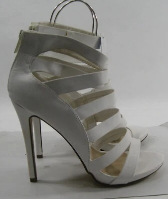 Blanco 5" Stiletto Tacón Alto PUNTERA ABIERTA Correa Delantera Zapatos MUJERES Talla 7 Foto 1 de 4
