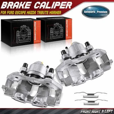 Pair Front Brake Caliper w/ Bracket for Ford Escape Mazda Tribute Mariner 09-12 - Image 1 of 4