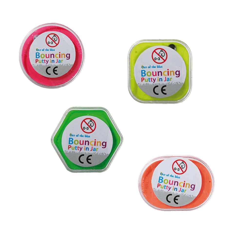 OOTB 4 Stück Set Springknete Wunderknete Bouncing Putty Hüpfknete Flummi Knete Neon