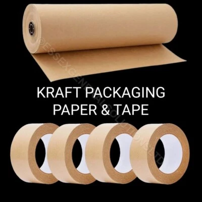 KRAFT WRAPPING PAPER 90GSM & KRAFT TAPE 25/36/50MM X 50M STRONG ECO PACKAGING