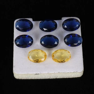 32 Ct./8 Pcs Oval Cut Blue Sapphire & Yellow Citrine Loose Gemstones Lot - Picture 1 of 5
