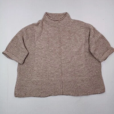 Barbour Sweater Womens 10 Beige Alpaca Merino Wool Cable Knit Oversized 3/4 - Image 1 of 4