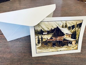 Nancy Taylor Stonington Art Print Note Card Old Cabin near Sun Valley from 1970s - Picture 1 of 9