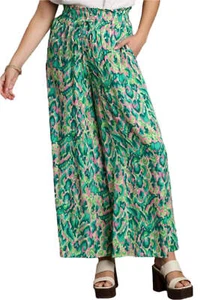 Umgee Mixed Print High Waist Wide Leg Pants - Picture 1 of 8