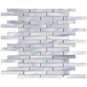 Modern Aluminum Metal Swirling Brick Joint Mosaic Tile Kitchen Bath Backsplash - Picture 1 of 9