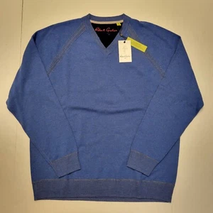New $268 ROBERT GRAHAM Ocean Blue WOOL CASHMERE Men's Sweater 2XL "The Cottage" - Picture 1 of 7