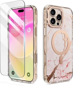 Magnetic Marble Stylish 3D Pattern Protective iPhone 16 Pro Max Case 6.9'' Scree - Picture 1 of 9