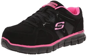Skechers - Women's Synergy Sandlot Work Shoe, Allot Toe Lace-up, Black/Pink, 10M - Picture 1 of 6