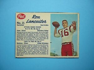 1962 POST CEREAL CFL FOOTBALL CARD #21 RON LANCASTER NICE!! OTTAWA ROUGH RIDERS