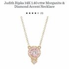 New Judith Ripka 14K Yellow Gold Morganite & Diamond 1.40 Cttw Necklace