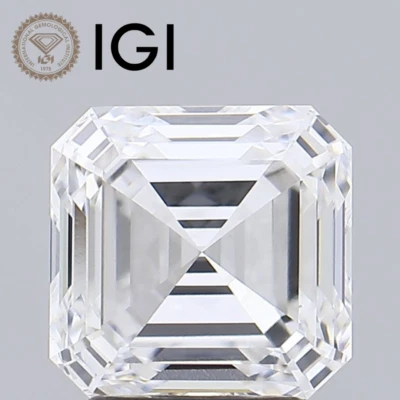 IGI Certified Loose Asscher Cut CVD Lab Grown Diamond, DEF Color VVS Lab Diamond - Image 1 of 4