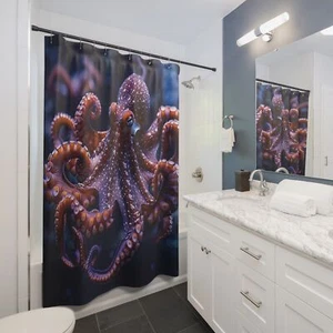 Octopus in the Ocean Shower Curtain | Bathroom Decor 71" × 74" - Picture 1 of 3