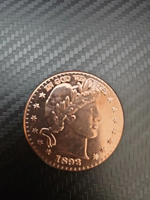 1 OZ 1892 Barber Half Dollar Round .999 Copper Bullion - Image 1 of 2