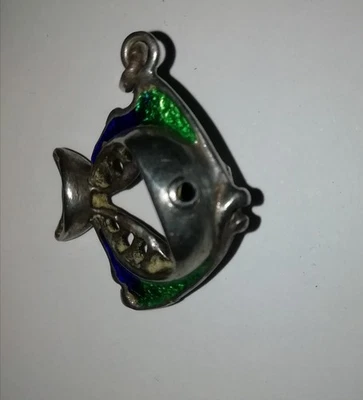 Delizioso Ciondolo Pesce Anni '70 In Argento 925 E Smalti - Immagine 1 di 4